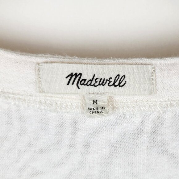 Madewell Cream Libra Lace Up Tee 3/4 Sleeve Top sz M Flawed - Picture 5 of 12